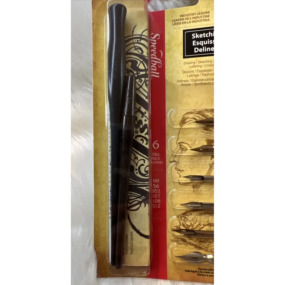 2011 Speedball 2964 Calligraphy Pen 6‎ Nibs 99,56,102,107,108,&512 Sketching NOS